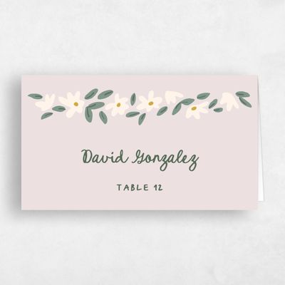 Light Mauve, Pink Wedding Place Card - Marguerite