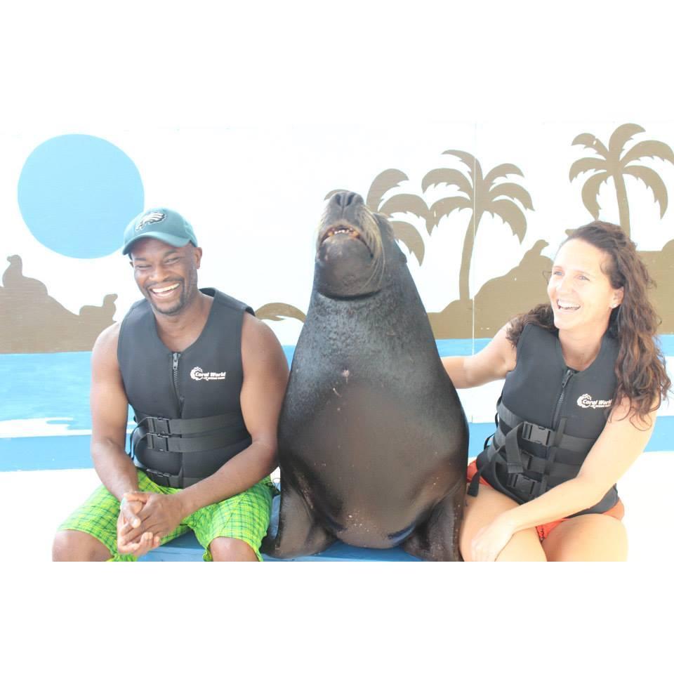 Took E kicking and screaming but he had fun. At Coral World in St. Thomas