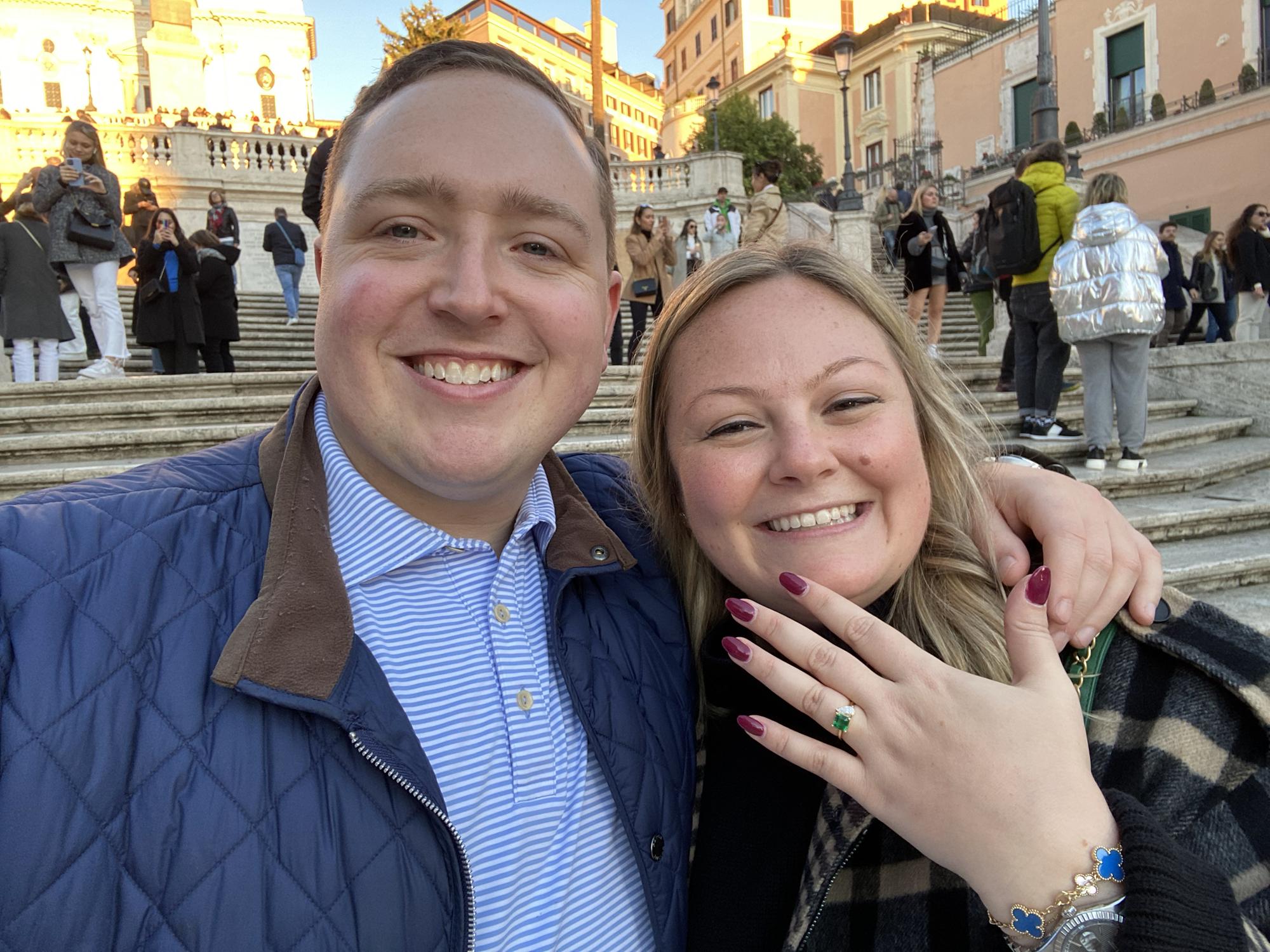 Dan pops the question the very first day of their 10-day trip to Italy. Nerves were high and Abby was so shocked, neither of them remember what he said, just that he used her full name.