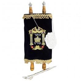 Deluxe Torah Scroll Replica (Large, Navy Blue)