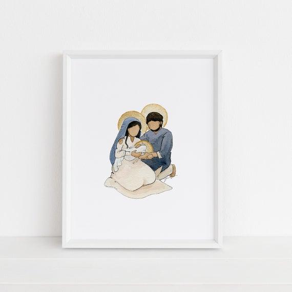 Holy Family Watercolor Print