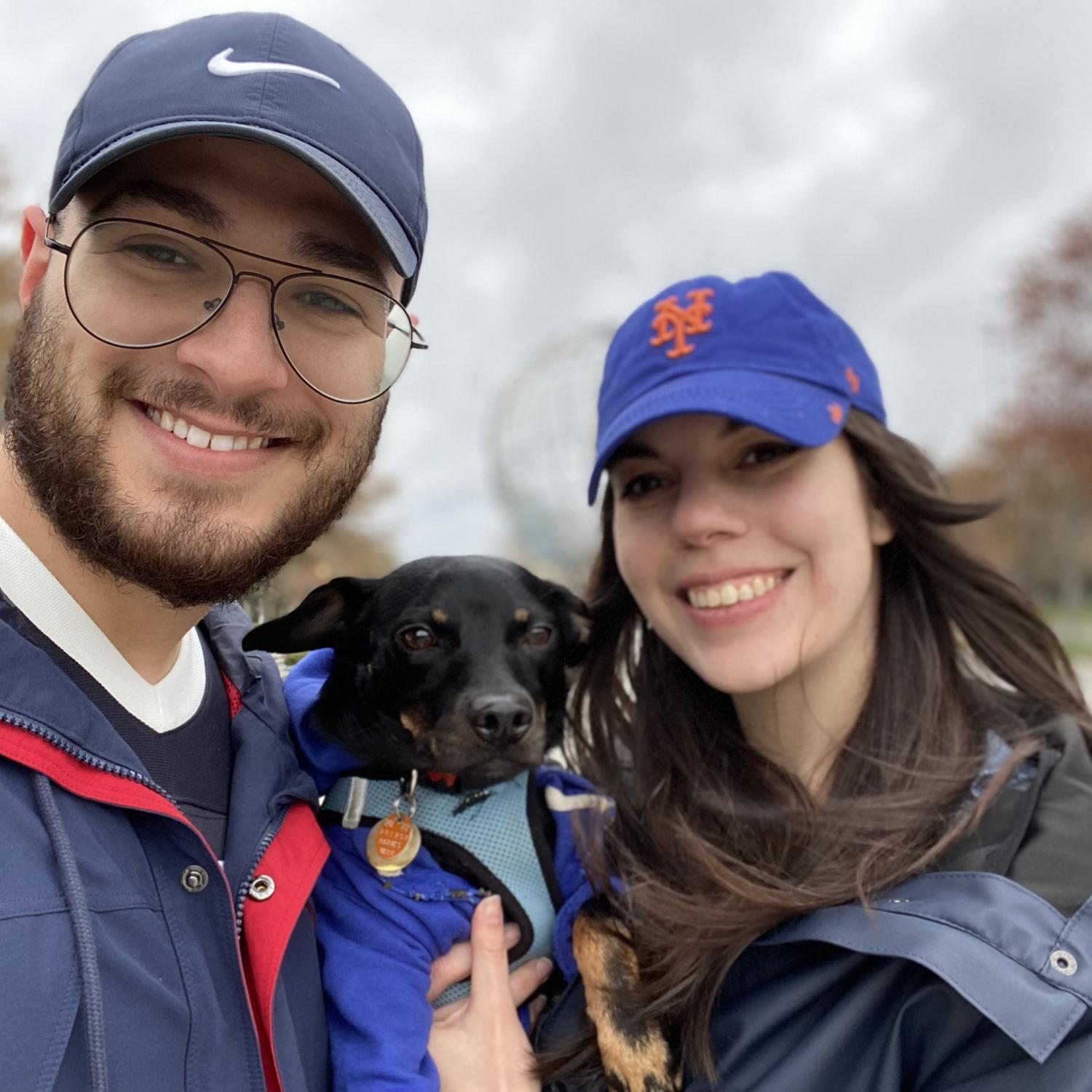Taking our handsome boy Dexter to his first Mets game!
