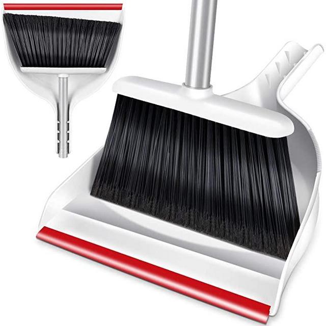 Broom and Dustpan Set with 52" Handle Handhold Dust Pan Sweeper for Home Kitchen Room Office Outdoor Indoor Cleaning