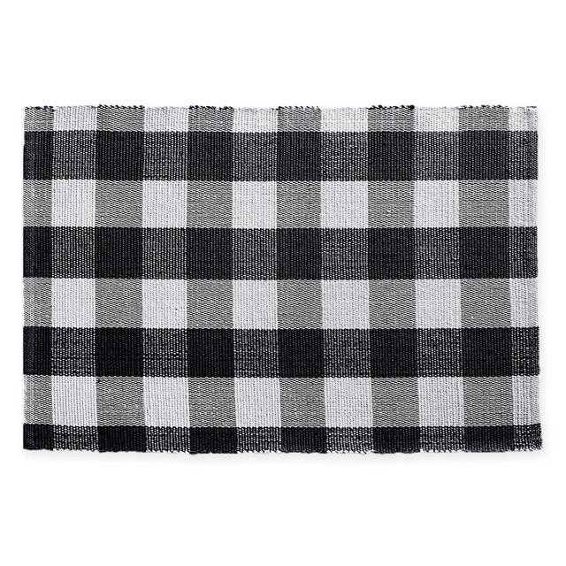 Farmhouse Living Buffalo Check 20" x 30" Woven Kitchen Mat in Black/White