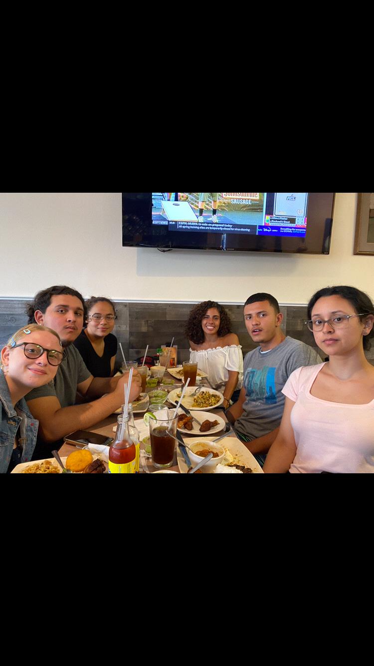 Eating at the best Columbian restaurant with Daisy, Keren, Steven, and Janelle (Steven's Wife).