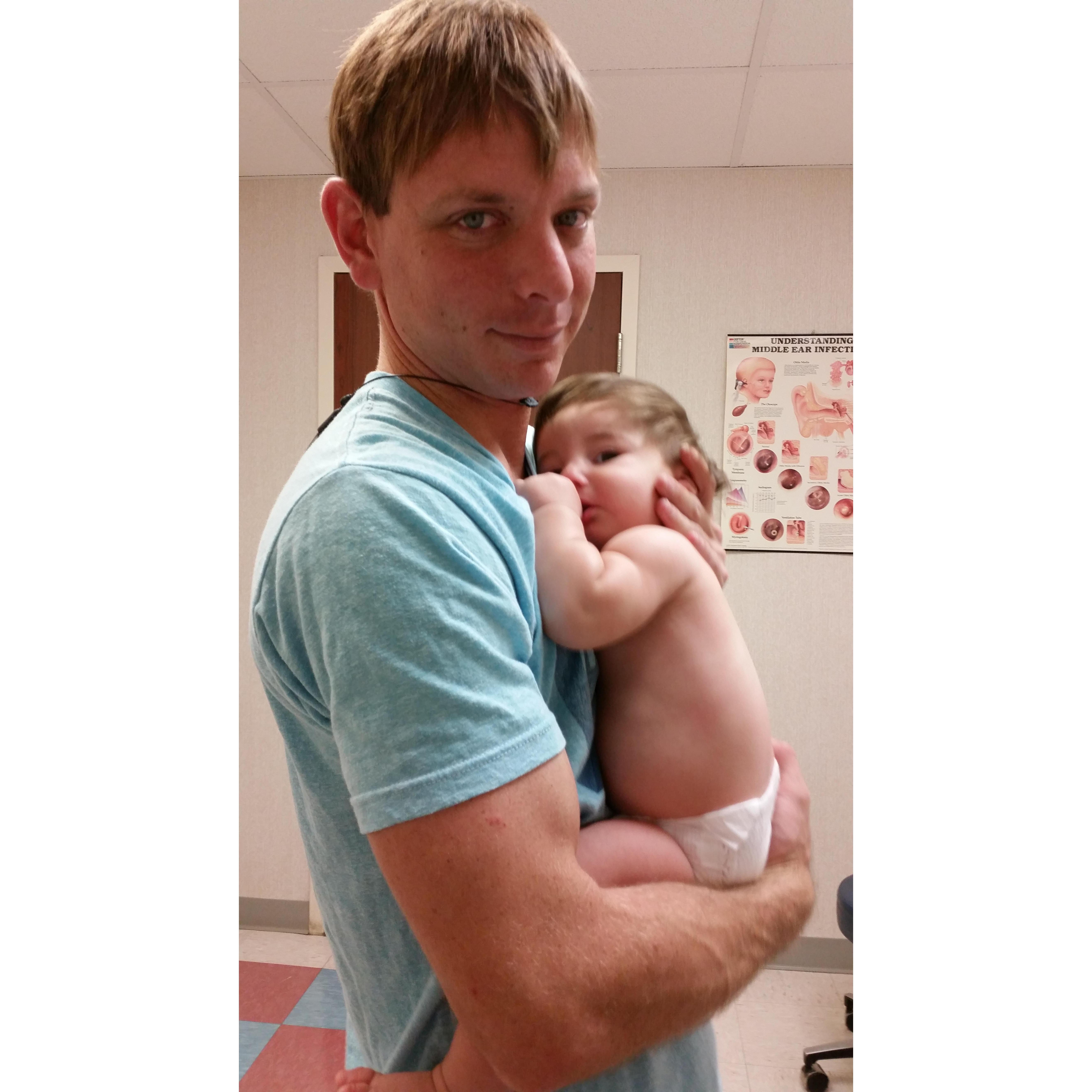 Doctor check up for Broc. Evan was not excited about having to watch Broc get shots. But he wanted to come I didn't force it.