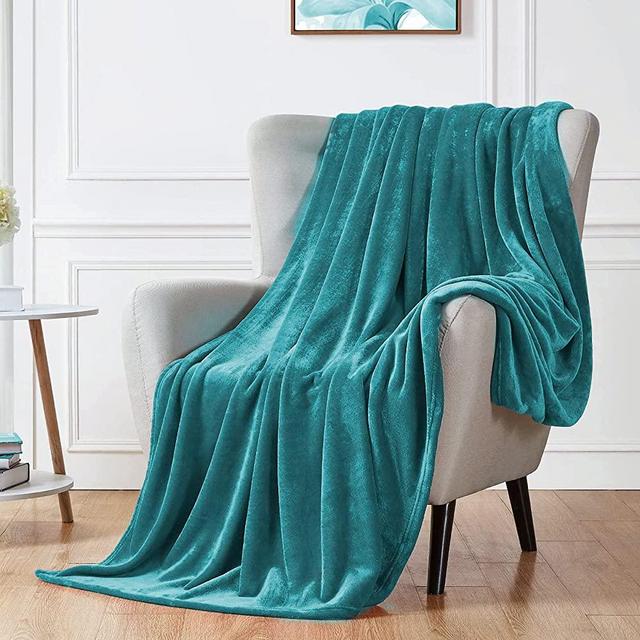 Walensee Fleece Blanket Plush Throw Fuzzy Lightweight (Throw Size 50”x60” Teal) Super Soft Microfiber Flannel Blankets for Couch, Bed, Sofa Ultra Luxurious Warm and Cozy for All Seasons
