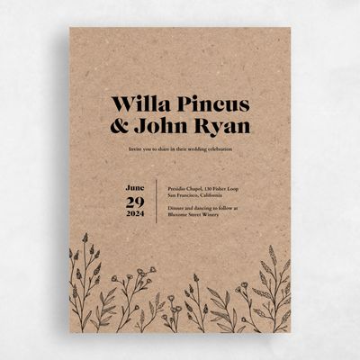 Natural, Brown Wedding Invitation - Sylvan Portrait