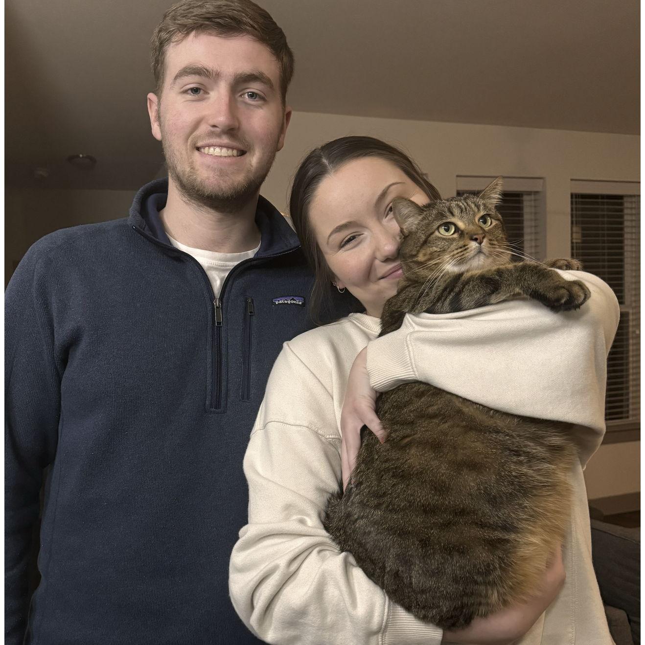 Family portrait with our first baby, Cabbage!