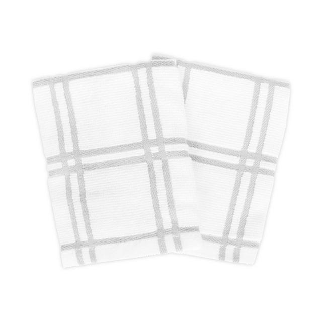 KitchenSmart® Colors Plaid Dish Cloths in Silver (Set of 2)