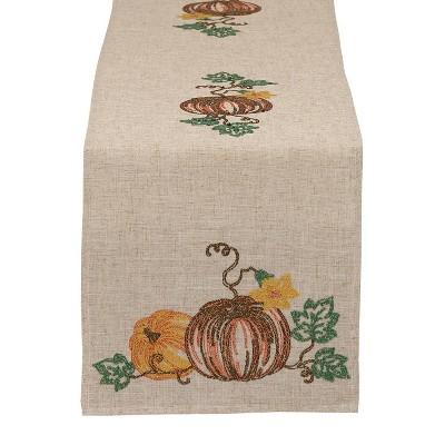 14" x 60" Embroidered Table Runner Pumpkins - Design Imports