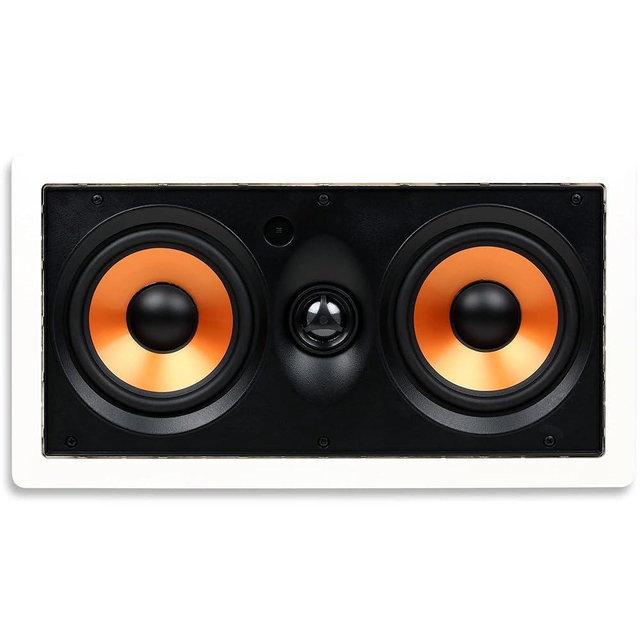 Micca M-CS Dual 5.25 Inch 2-Way in-Wall Center Channel Speaker for Home Theater, Whole House Audio, MTM LCR Design, 5.25" Poly Woofers, 1" Pivoting Silk Tweeter, White, Paintable, Each