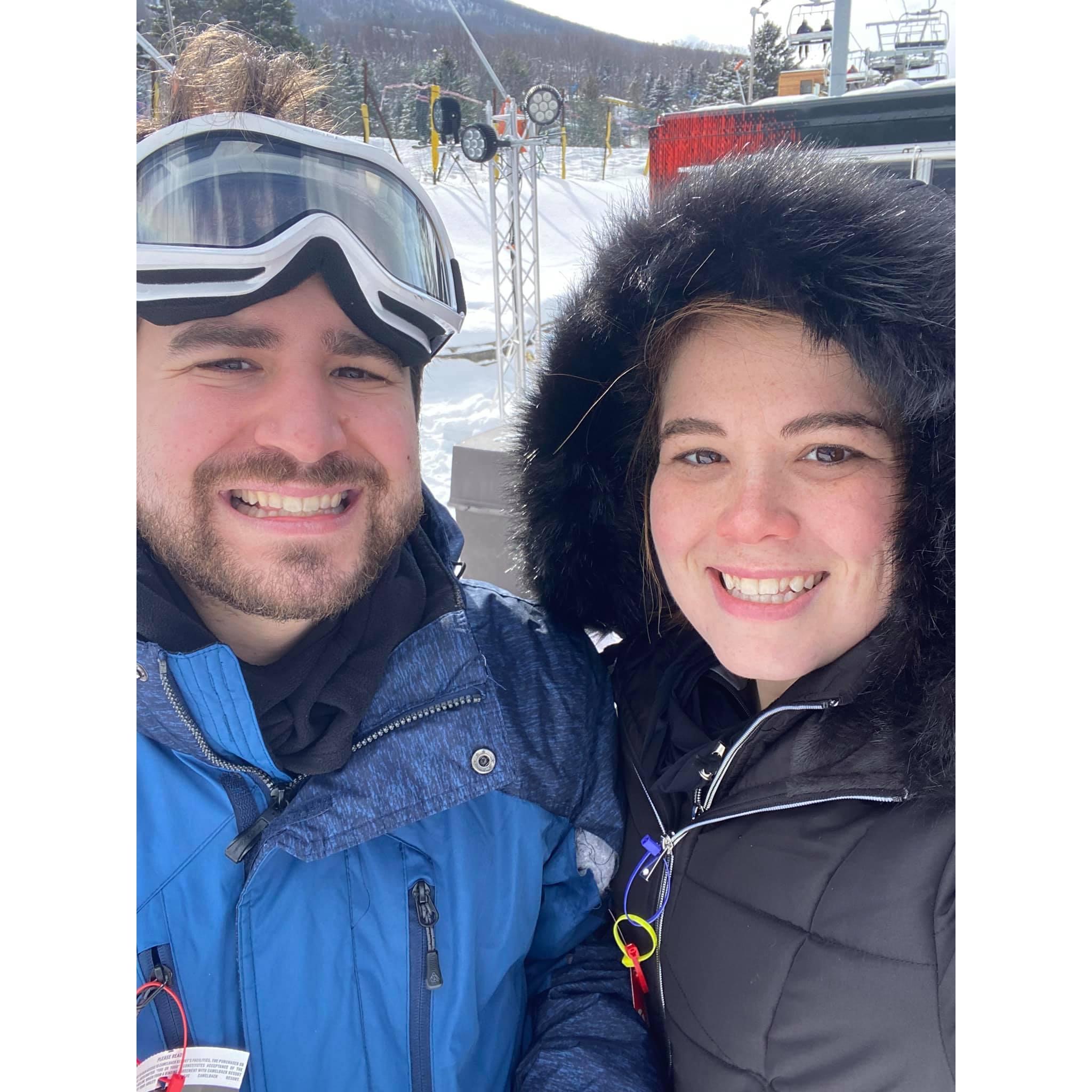 When Mitchell taught Ally to snowboard