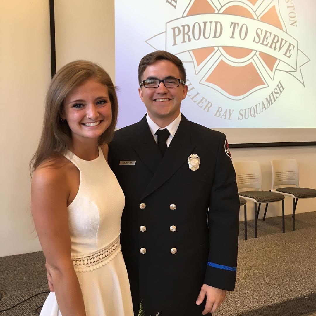 The day Kaleb was hired as a firefighter at NKFR, 2016