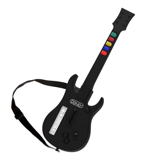 DOYO Wii Guitar Hero, Wireless Guitar Hero Controller for Guitar Hero Wii and Rock Band 2 Wii U Games (Excluding Rock Band 1) with Strap, Color Black