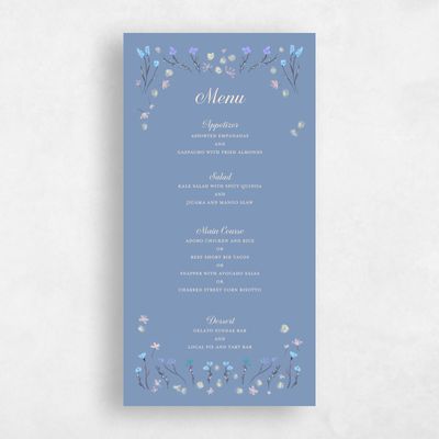 Blue Floral Wedding Menu - Harebell