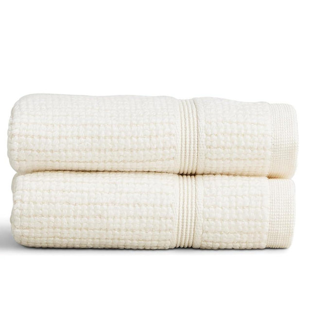 Preston Lane Douro Washcloth Set – 2 Pack Luxury Cotton Towels, Ultra Soft & Absorbent, Quick-Dry Spa-Quality Bathroom Towels, Made in Portugal, Alabaster