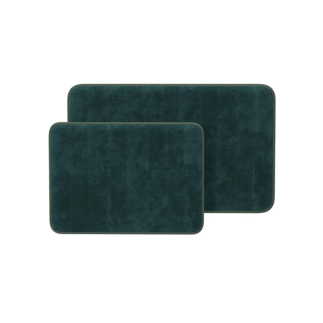 Bathroom Rug Set-2-Piece Memory Foam Bathmats-Striped Microfiber Top-Non-Slip Absorbent Runner for Bathroom or Kitchen by Hastings Home