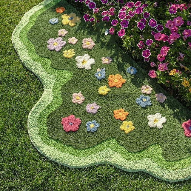 Lovely Green Moss Leaf Bathroom Rug - Non-Slip 3D Moss Carpet, Washable, Water Absorbent, Soft, Bed for Bathroom, Bedroom, Kitchen, Living (A, 1.6x2.6ft)