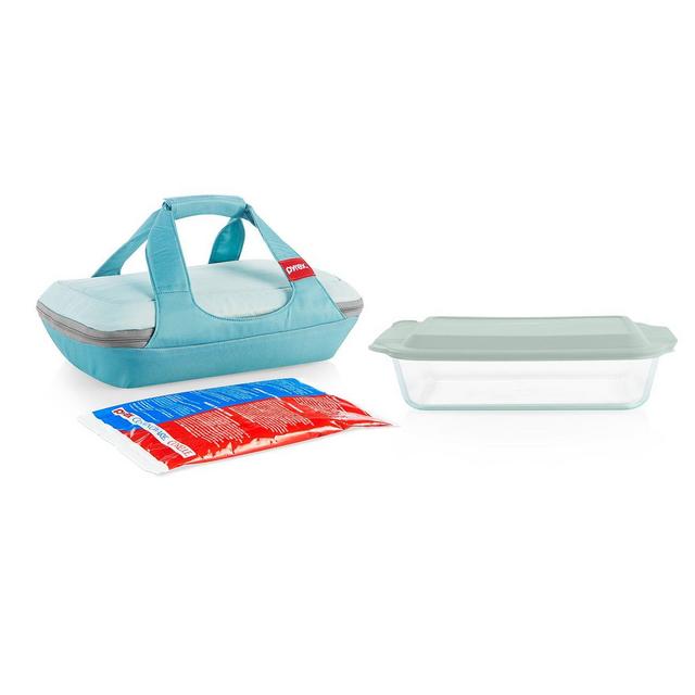 Pyrex® Deep Portable 4-piece Glass Baking Dish Set with Green Sage Lid