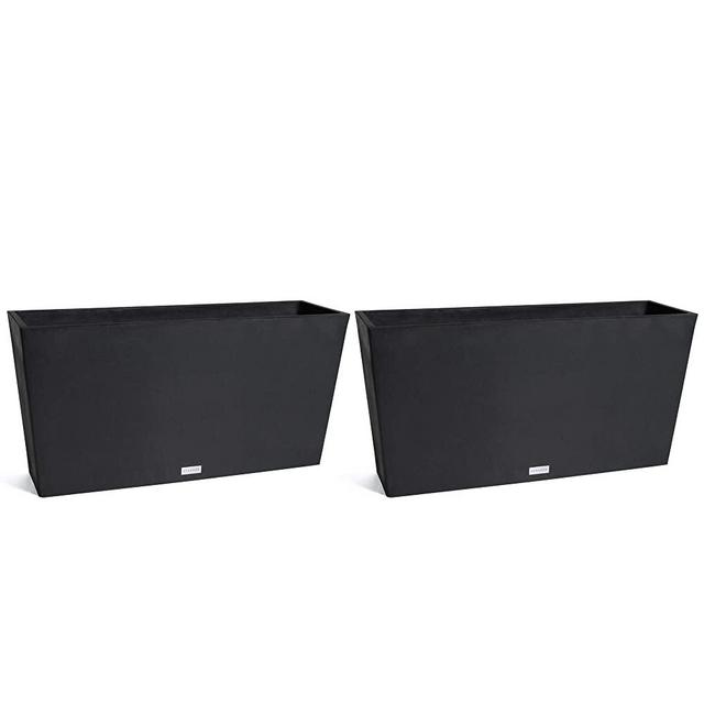 Veradek Midori Long Trough Planter (15.25" H x 10" W x 31" L - 2 Pack, Black)