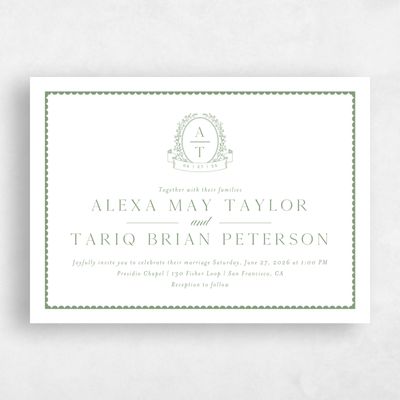Bright Sage, Green Wedding Invitation - Hetherton Landscape
