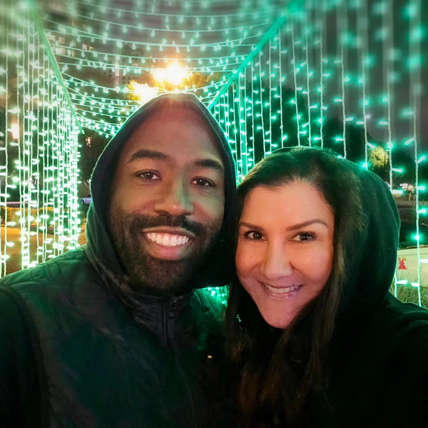 Freezing in San Diego exactly one year before our wedding date. :)