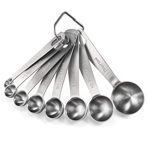 Measuring Spoons: U-Taste 18/8 Stainless Steel Measuring Spoons Set of 8 Piece: 1/8 tsp, 1/4 tsp, 1/3 tsp, 1/2 tsp, 3/4 tsp, 1 tsp, 1/2 tbsp & 1 tbsp Dry and Liquid Ingredients