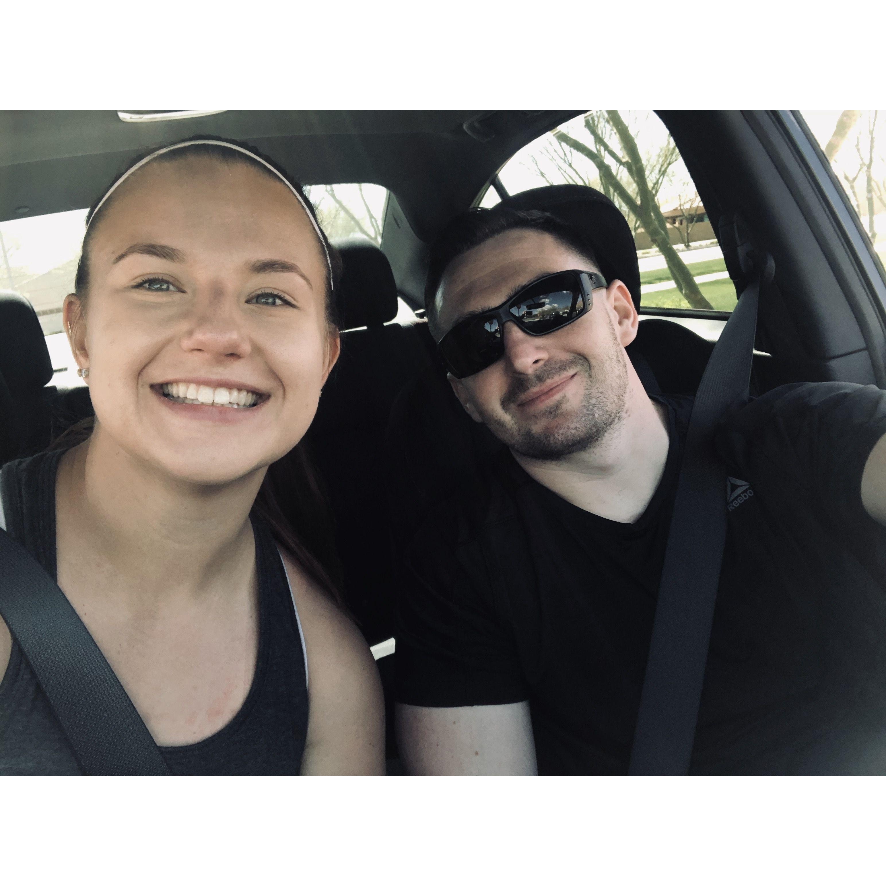 Our first photo together! We hiked a trail Arizona with our friends Dylan and Taylar!