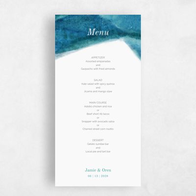 Turquoise, Blue Wedding Menu - Larimer