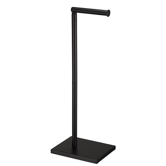 Free Standing Bathroom Toilet Paper Holder Stand with Reserve, Stainless Steel Pedestal Tissue Roll Holder, Black DECLUTTR