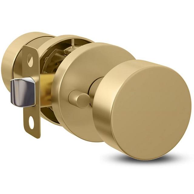 Mega Handles Privacy I Gold Door Knob for Hallway, Closet and Bathroom I Reversible Heavy Duty Design I Fits All Standard Door Sizes I Screws Included - Satin Brass (1 Pack)