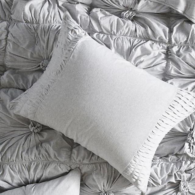 Set of 2 Organic Rosette Shams - Light Grey, Standard