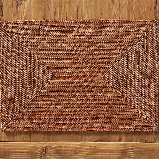 Tava Rattan Rectangular Placemats, Set of 4 - Honey