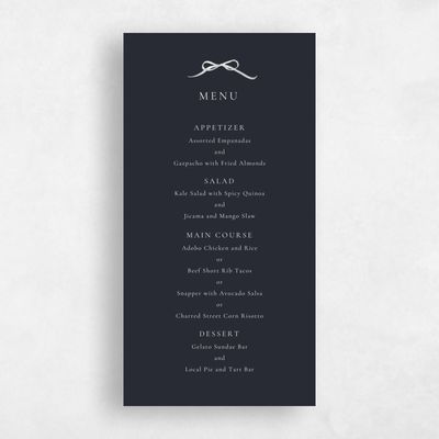 Ebony, Black Wedding Menu - Brunate