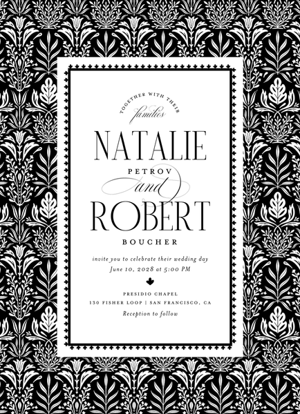 Halina Portrait Letterpress | Black | Zola Wedding Invitations