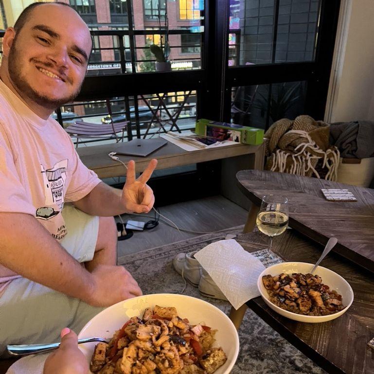 The first time Jorge cooked for Catie