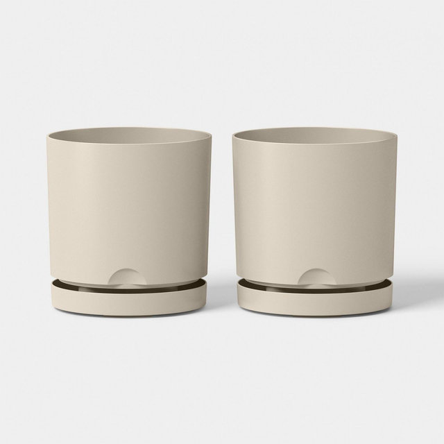 2pc Recycled Resin Indoor Outdoor Planter Pots Tan 4" - Room Essentials™