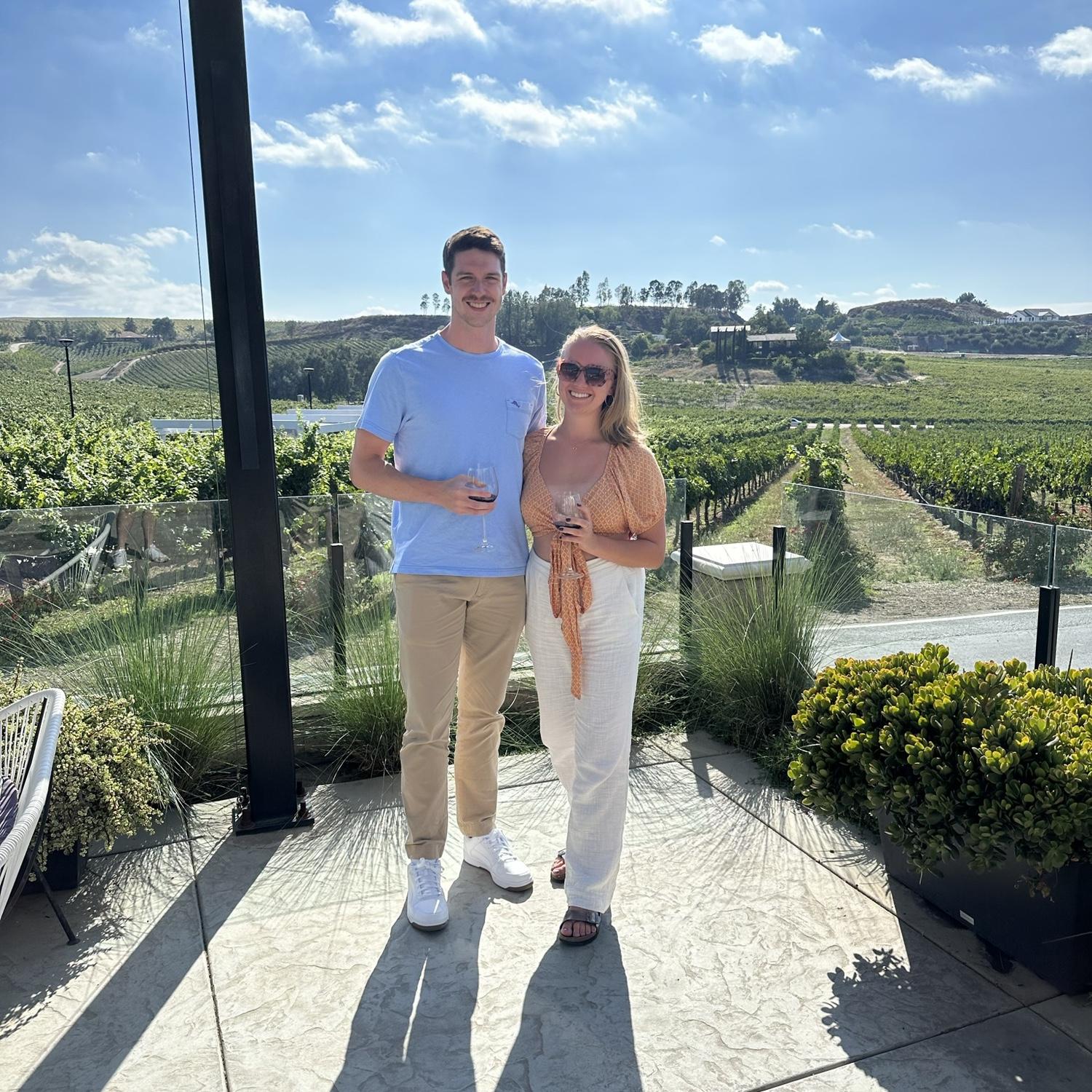 Sippin' in a San Diego vineyard.