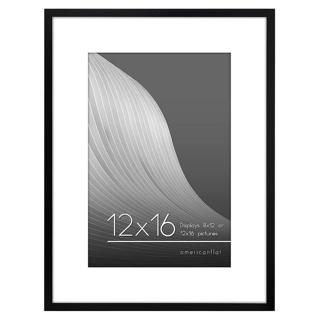 Americanflat 12x16 Picture Frame in Black - Thin Border 8x12 Picture Frame with Mat or 12x16 Frame Without Mat - Includes Plexiglass with Horizontal and Vertical Formats for Wall and Tabletop