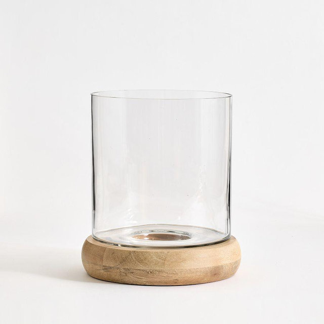 Laguna Mango Wood Hurricane: Natural/Clear: Small 9X9X10.25"
