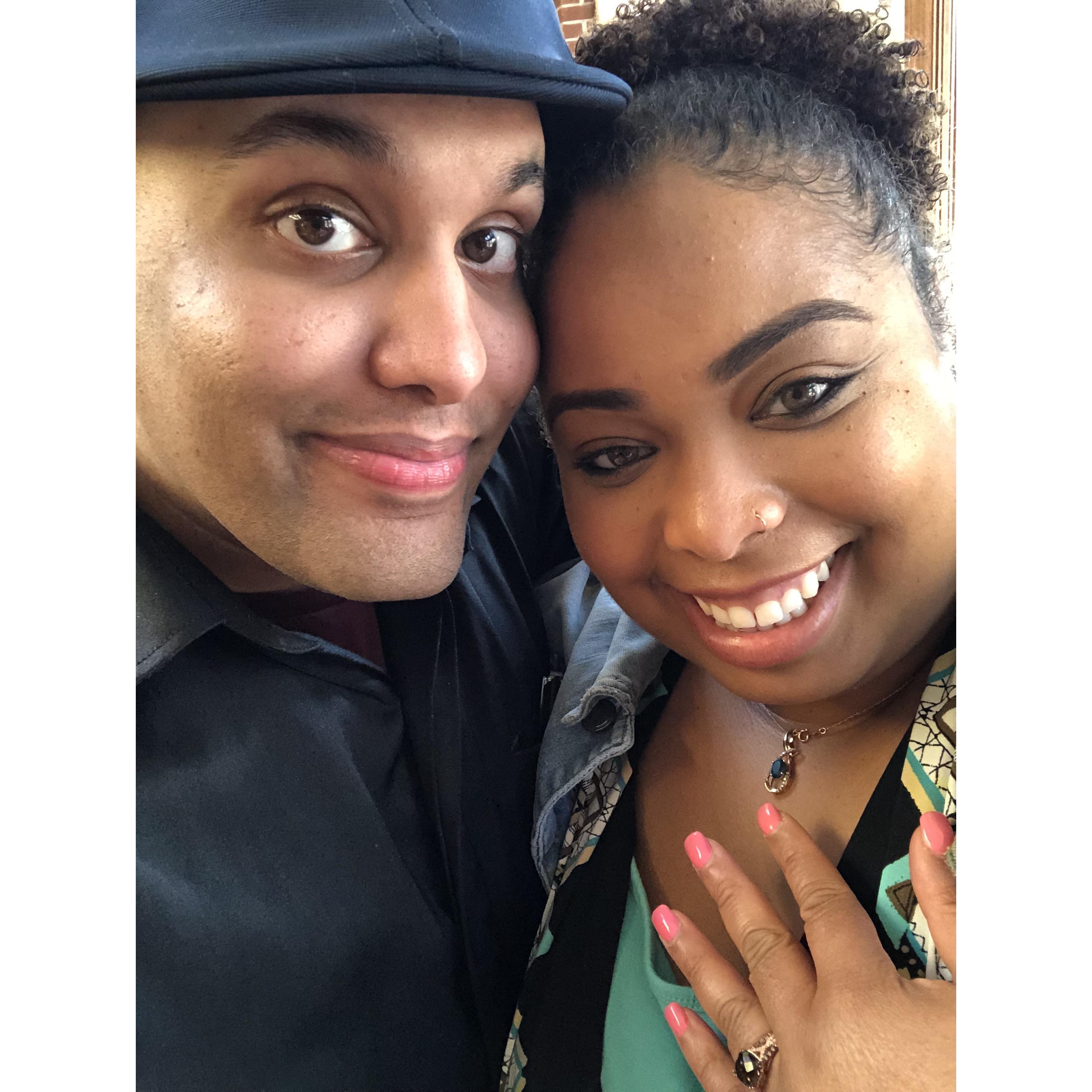 This was right after Neil proposed. We wanted to scream at the top of our lungs 'ahh, we're engaged!'
