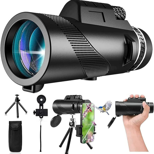 PhysioPhyx 80x100 Monocular-Telescope High Powered for Smartphone Monoculars for Adults High Definition for Stargazing Hunting Wildlife Bird Watching Travel Camping Hiking