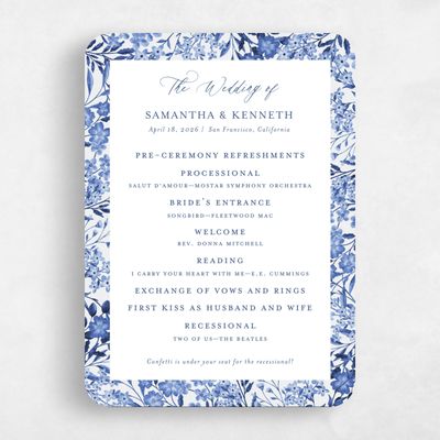 Blue Rounded Wedding Program - Lombardy