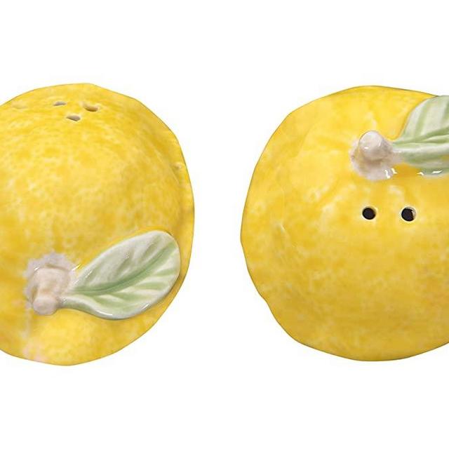 Creative Co-op Yellow Stoneware Lemon Shaped (2 Pieces) Salt & Pepper Shakers