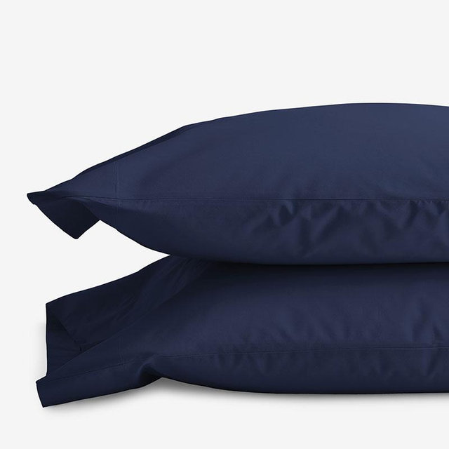 Classic Cool Cotton Percale Pillowcase Set - Standard -Navy blue
