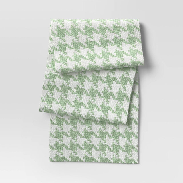 Houndstooth Table Runner Green - Room Essentials™