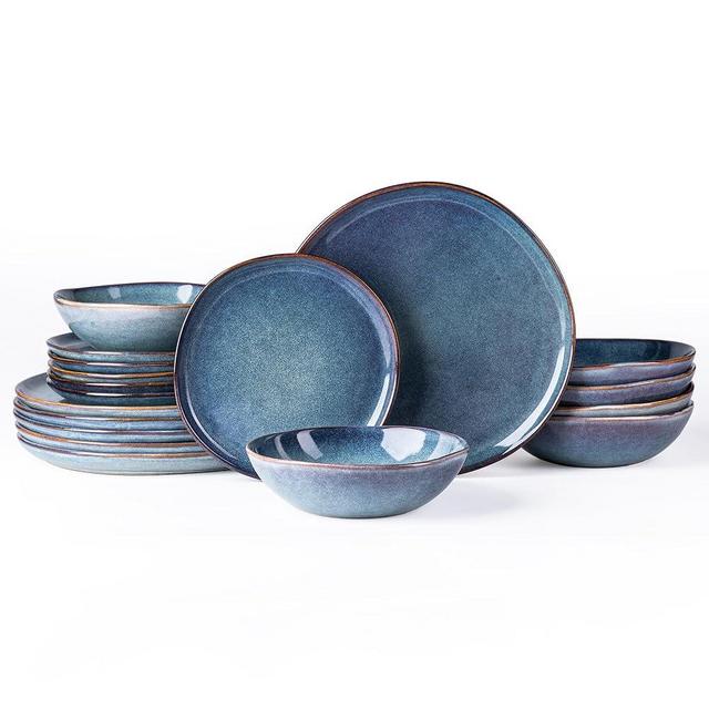 AmorArc Ceramic Dinnerware Sets,Handmade Reactive Glaze Plates and Bowls Set,Highly Chip and Crack Resistant | Dishwasher & Microwave Safe Dishes set,Service for 6 (18pc)