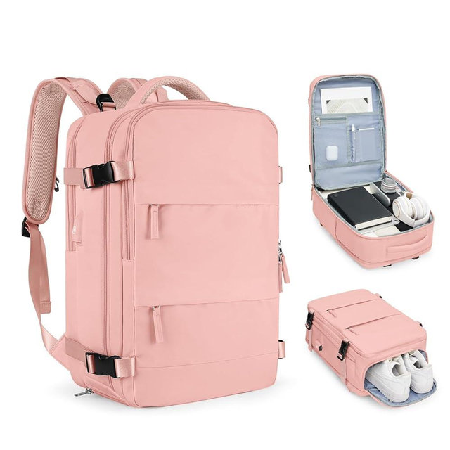 Personal Item Travel Backpack for Women Airline Approved Carry On Backpack Flight Approved Waterproof Sports Luggage Backpack Casual Daypack Small Hiking Backpack Pink Backpack