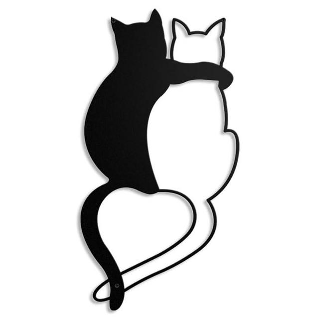 Kas Home Cat Metal Wall Decor Iron Cat Wall Art Cute Cats Wall Decor Signs for Living Room Bedroom Kitchen Office Wall Hanging Décor